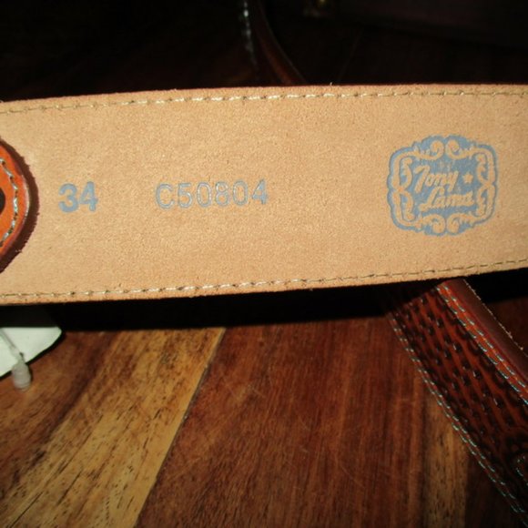 TONY LAMA Brown Leather Embellished Belt NWT